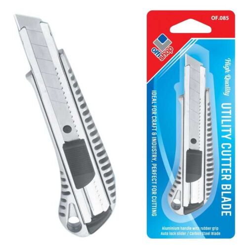Cutter cu lama retractabila de 18 mm, blocare automata, varf ascutit, metal 143505368