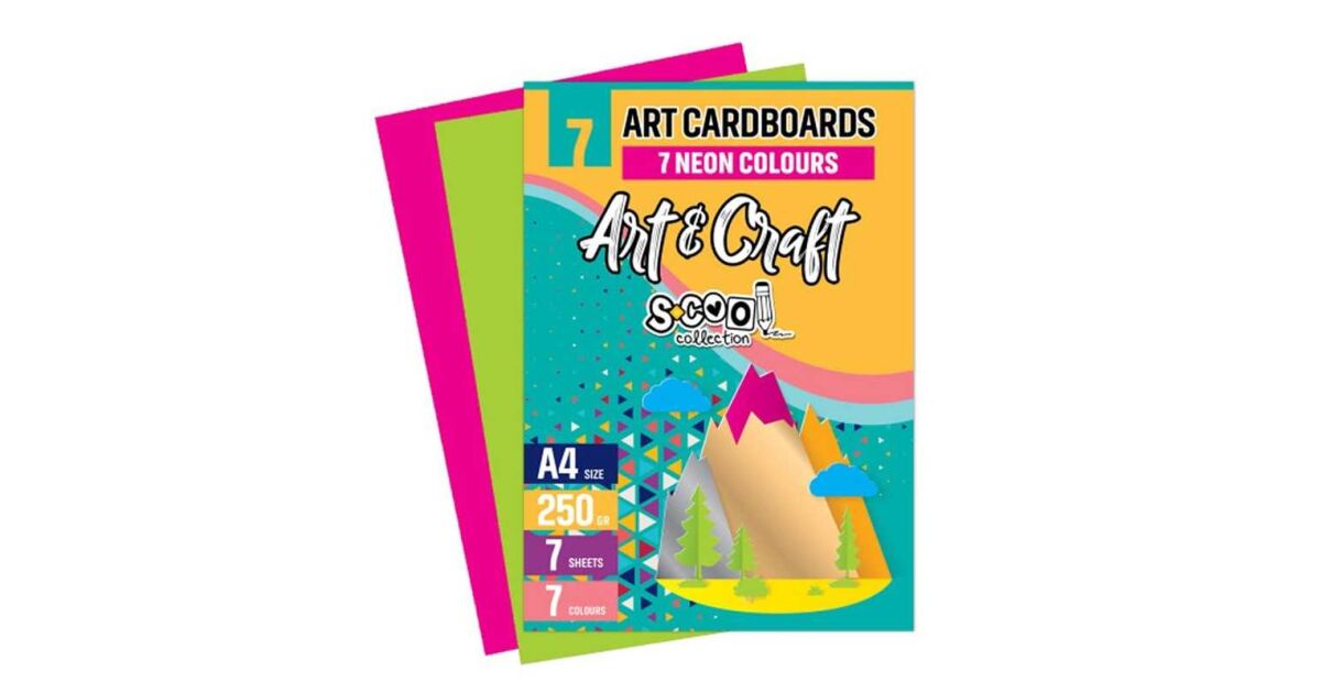 Carton color, format A4, culori neon, 250 g/mp, set 7 coli/set 143505385