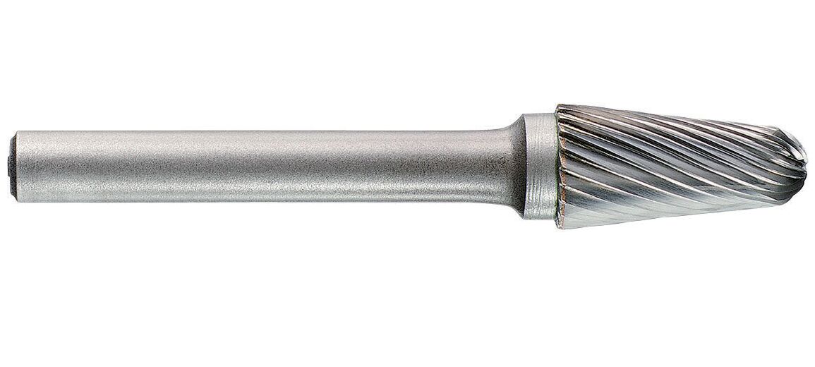 1031761 Freza din carbura de tungsten forma L - conica cu cap rotunjit, tais simplu, tip C, DIM 16, Coada 6