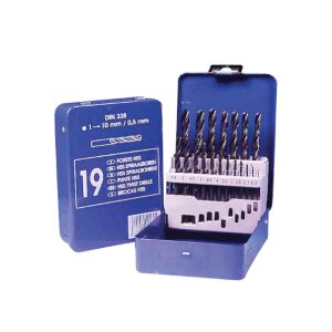Zestaw wierteł DIN 338, laminowany, HSS, wyamary 1,0 - 10,0 mm x 0,5 mm / 19 SZTUK 143507156 - Wiertło