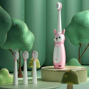 RENEW FORCE XM-806 rózsaszín rénszarvasos szónikus fogkefe gyerekeknek, cserélhető fogkefefejekkel - Fogkefe