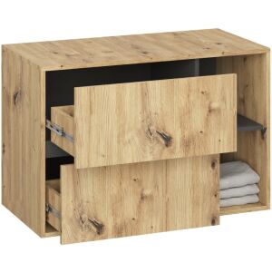 AKORD VAMI 90 Mosdó Alatti Szekrény Artisan Tölgy Grafit Szürke 2 Fiókos