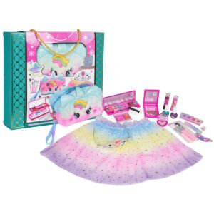 Sminkkészlet + Szivárványos szoknya zestaw: torebka jednorożca, makijaż, spódnica i korona - Ramiz Kostium dla dzieci
