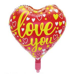 Love You szív alakú fólia lufi, piros sárga felirattal, tökéletes Valentin-napra vagy évfordulóra - Ajándék ötlet Valentin-napra