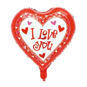 I Love You szív alakú fólia lufi piros kerettel, tökéletes Valentin-napra vagy romantikus alkalmakra. - Ajándék ötlet Valentin-napra
