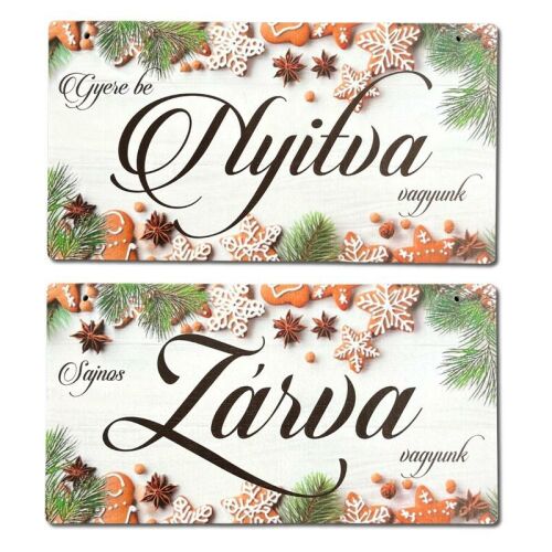 Nyitva-Zárva tábla mézeskalács mintával