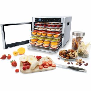 Steba ED 80 Steel Deluxe aszalógép gyümölcsökkel, zöldségekkel és fűszernövényekkel - Aszaló