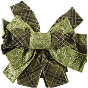 SANTA LILA Kokarda 32x130cm zielona krata 144967797 - Ozdoby choinkowe