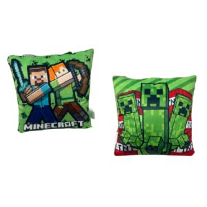 Minecraft Epic Velúr díszpárna, 38 cm, Creeper és Steve mintával - Díszpárna