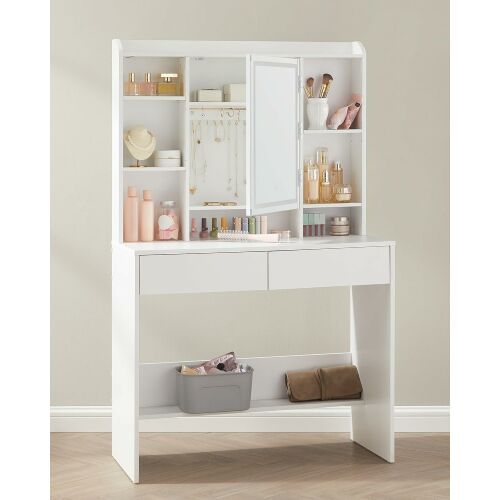 Toaletni stol s podesivim LED osvjetljenjem, 40 x 90 x 144.7 cm, bijeli | VASAGLE 143525950