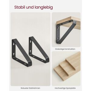 VASAGLE Industrial Fali Polc Szett Tölgy-Fekete