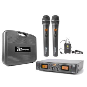 Power Dynamics PD782 UHF rádiós mikrofon (2xKÉZI + FEJ + CSÍPTETŐS mikrofon) 143534333 - Mikrofon