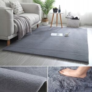 PLÜSCHTEPPICH GRAU WEICH 140 x 200 cm 143541040 - Wandpaneele & Wandaufkleber, Teppiche und Tischdecken