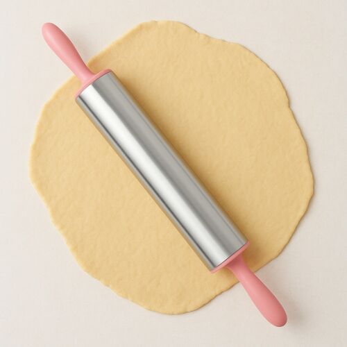 Fém nyújtófa/sodrófa műanyag fogantyúval 24 cm - rózsaszín 143548821