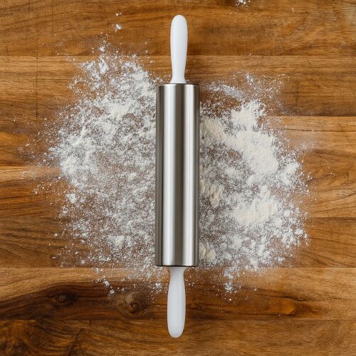 Fém nyújtófa/sodrófa műanyag fogantyúval 24 cm - törtfehér 143548834