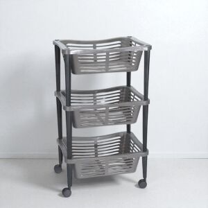 Konyhai 3 szintes gurulós tároló - bézs színben