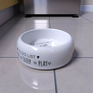 Kisállat etető tál 18 cm-es, 400 ml ─ Eat, sleep, play felirattal