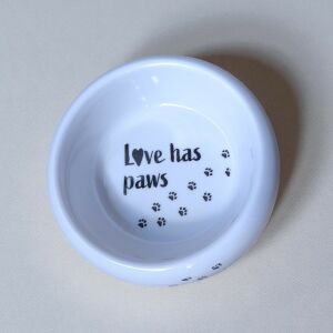 Kisállat etető tál 18 cm-es, 400 ml ─ Love has paws felirattal
