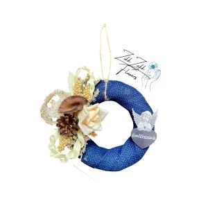  Kék emlékező koszorú angyaldísszel