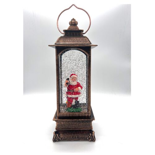 Vianočný lampión s LED osvetlením a efektom snehu 143556405