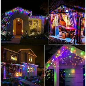 Karácsonyi RGB Színes Jégcsap Fényfüzér Hidegfehér Fényeffektes 500 Led 25m 143556413 - Sumker