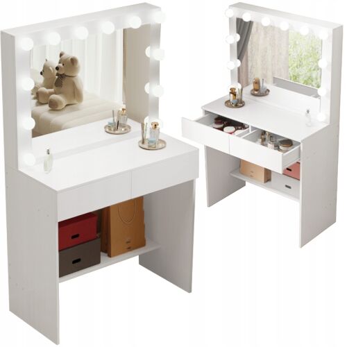 Sminkasztal LED tükörrel, modern, csillogó loft stílusban