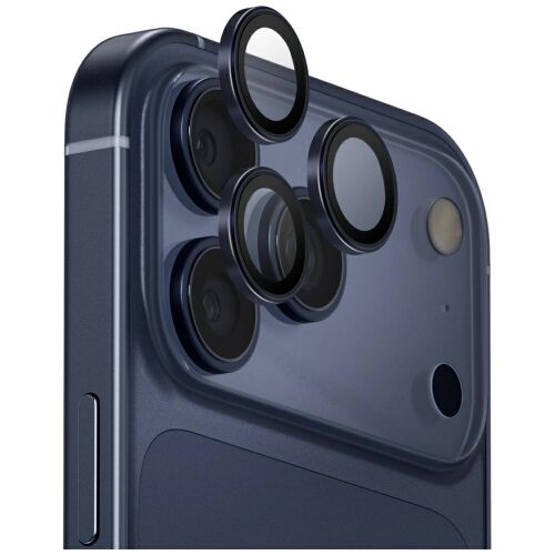 UNIQ Optix Aluminum Camera Lens Protector kamera lencse védő fólia sötétkék szegéllyel applikátorral iPhone 17 Pro/17 Pro Max