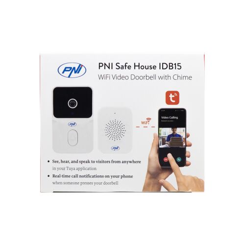 Sonerie video PNI Safe House IDB15 WiFi, vizibilitate noctura, IP54, acumulator incorporat, control din aplicatia Tuya 143558940