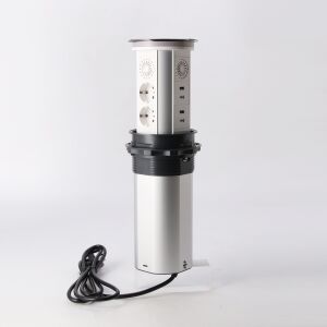 Inteligentná zásuvka PNI SmartHome WP600 WiFi, zapustená v podlahe, 6 x schuko, 2 x USB-A, 2 x USB-C, IP65, šedá