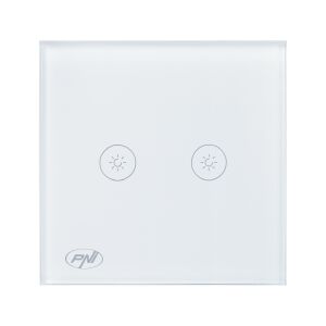 Doppelschalter mit Touch und Dimmer PNI SafeHome DIM202 2X700W, Live Wire, ohne Neutralleiter, Glas 143559810 - Schalter