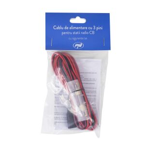 Kabel zasilający PNI z 3 pinami i bezpiecznikiem 5A do stacji radiowych CB, długość 200 cm 143560456 - Kabel zasilający