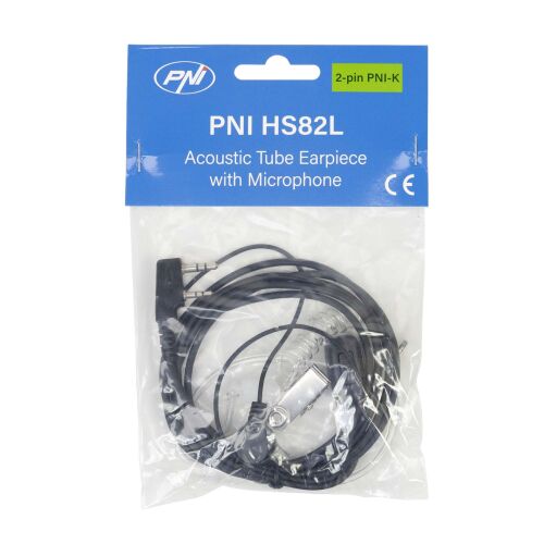 Headset s mikrofónom a akustickou trubicou PNI HS82L s 2-kolíkovým konektorom PNI-K, dĺžka kábla 160 cm, čierna 143560728