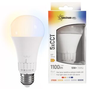 Żarówka LED 5 barw światła GLS E27 230V 10W 5CCT