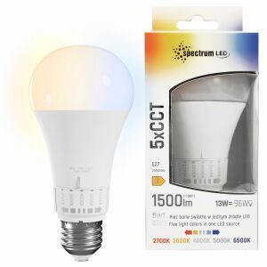 Żarówka LED 5 barw światła GLS E27 230V 13W 5CCT