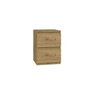 Нощно шкафче Malwa M2 Artisan с две чекмеджета, дъбов финиш - Нощно шкафче