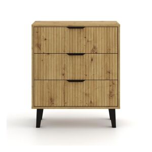 KOMODA SCANDI 3S SLIM 3 SZUFLADY RYFLOWANE FRONTY DĄB ARTISAN