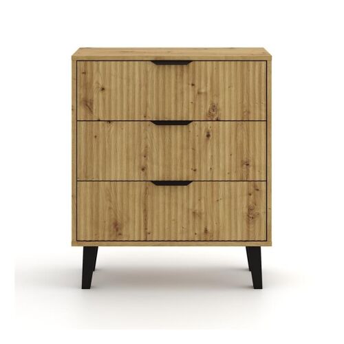 KOMODA SCANDI 3S SLIM 3 SZUFLADY RYFLOWANE FRONTY DĄB ARTISAN 143565099