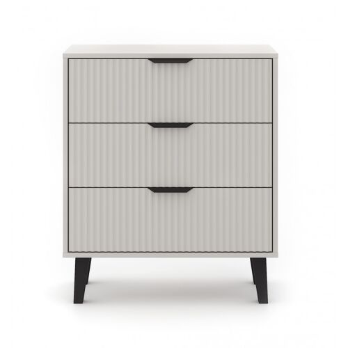 KOMODA SCANDI 3S SLIM 3 SZUFLADY RYFLOWANE FRONTY KASZMIR BEŻ 143565100