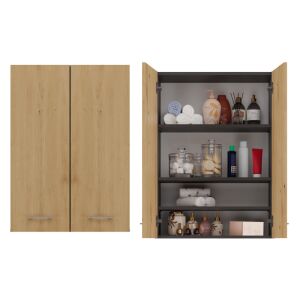 BADEZIMMER-OBERSCHRANK POLA MINI DD - ANTHRAZIT EICHE ARTISAN 143565214 - Badezimmerschrank