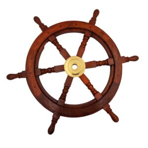 Fa kormánykerék - Sárgaréz betét ék hellyel - Átmérő 60 cm - SW3/24