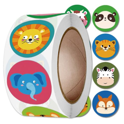 Színes matricák 500 db-os tekercsen vadállatokkal kreatív gyermeki munkákhoz 143565714