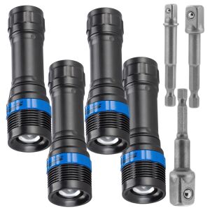 4 db LED zseblámpa készlet 3 db csavarhúzó adapterrel otthonra és műhelybe