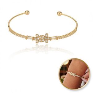 SEO terméknév: Elegáns aranyozott cirkónia sebészeti acél karkötő - BST1559 | 14k arany