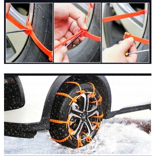 Csúszásgátló nylon hóláncok autókhoz, 10 db-os készlet, felszerelés és használat bemutató
