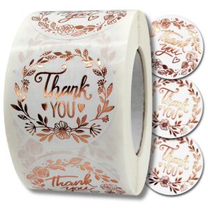 Barkácsolás aranyozott köszönőmatricák tekercsen 500 db, tökéletes csomagokhoz és ajándékokhoz