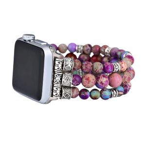 Apple óra szíj, rózsaszín jáspis és sebészeti acél (35-45 mm)