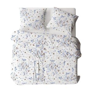 Pamut ágynemű 140x200 fehér kék levelek 1789N Bielawa KARO