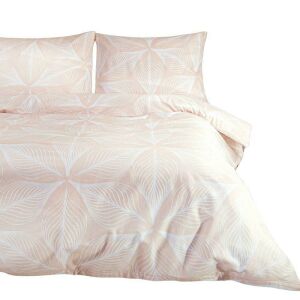 Flanelove ágynemű szett rózsaszín és fehér levél mintával fehér háttérrel - Ágynemű - ifjúsági és felnőtt