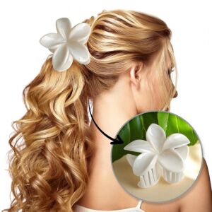 Nagy elefántcsont virág formájú márvány hajcsat 7,5 x 8 cm SP407