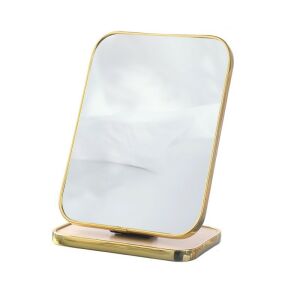 Álló fa kozmetikai tükör téglalap alakú arany kerettel 15 x 20 cm L19 az elegáns belső szépítéshez